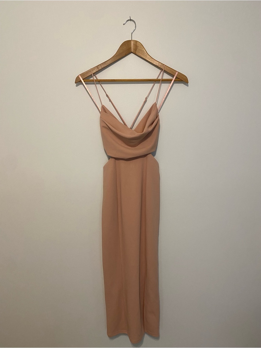 Hello Molly Nude Pink Cowl Neck Maxi Dress